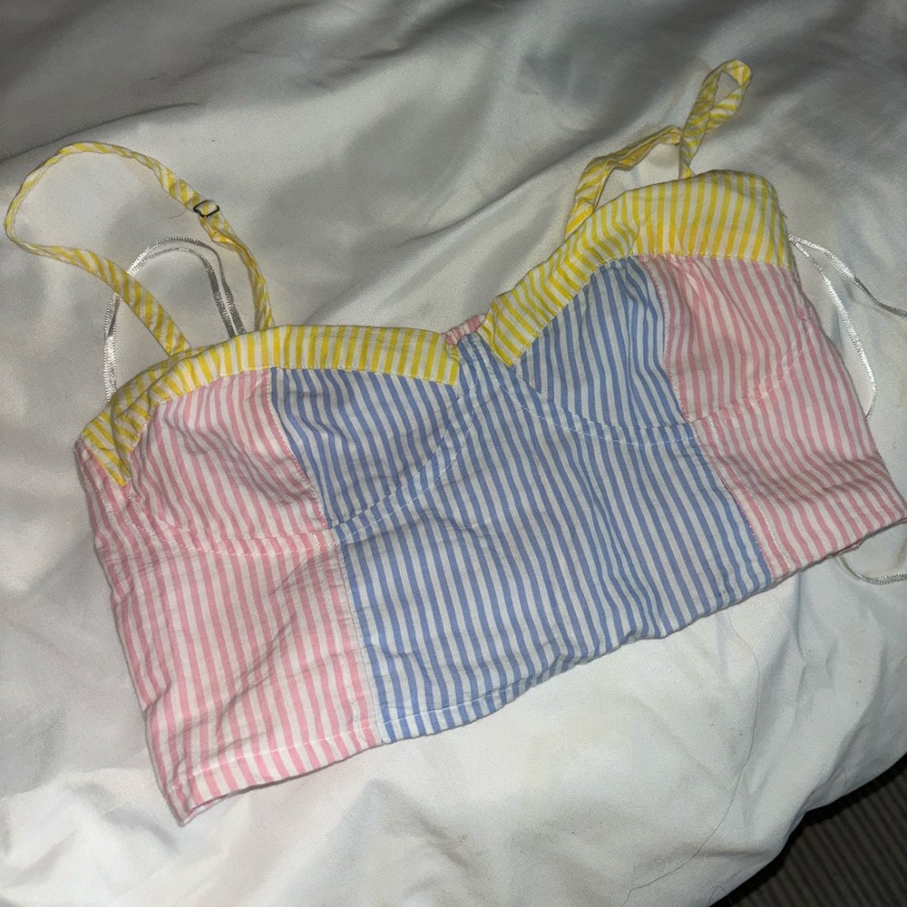 Striped multicolor crop top shirt